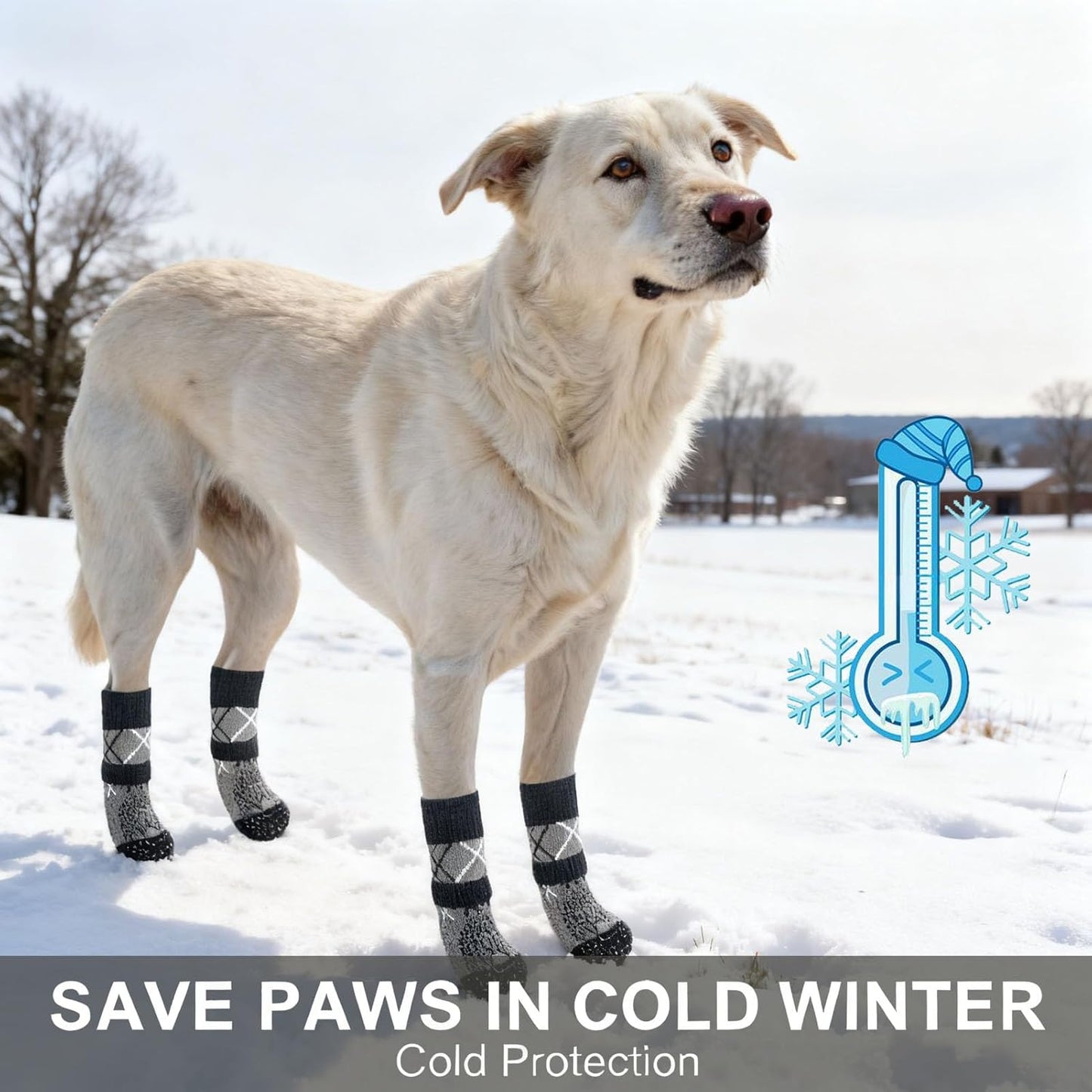 Non-Slip Dog Boots 4 Pack Size M Grey Elastic Paw Protectors for Muddy Paws V1258-DP02-BOL-652