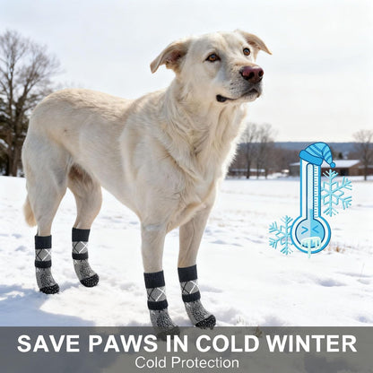 Non-Slip Dog Boots 4 Pack Size M Grey Elastic Paw Protectors for Muddy Paws V1258-DP02-BOL-652