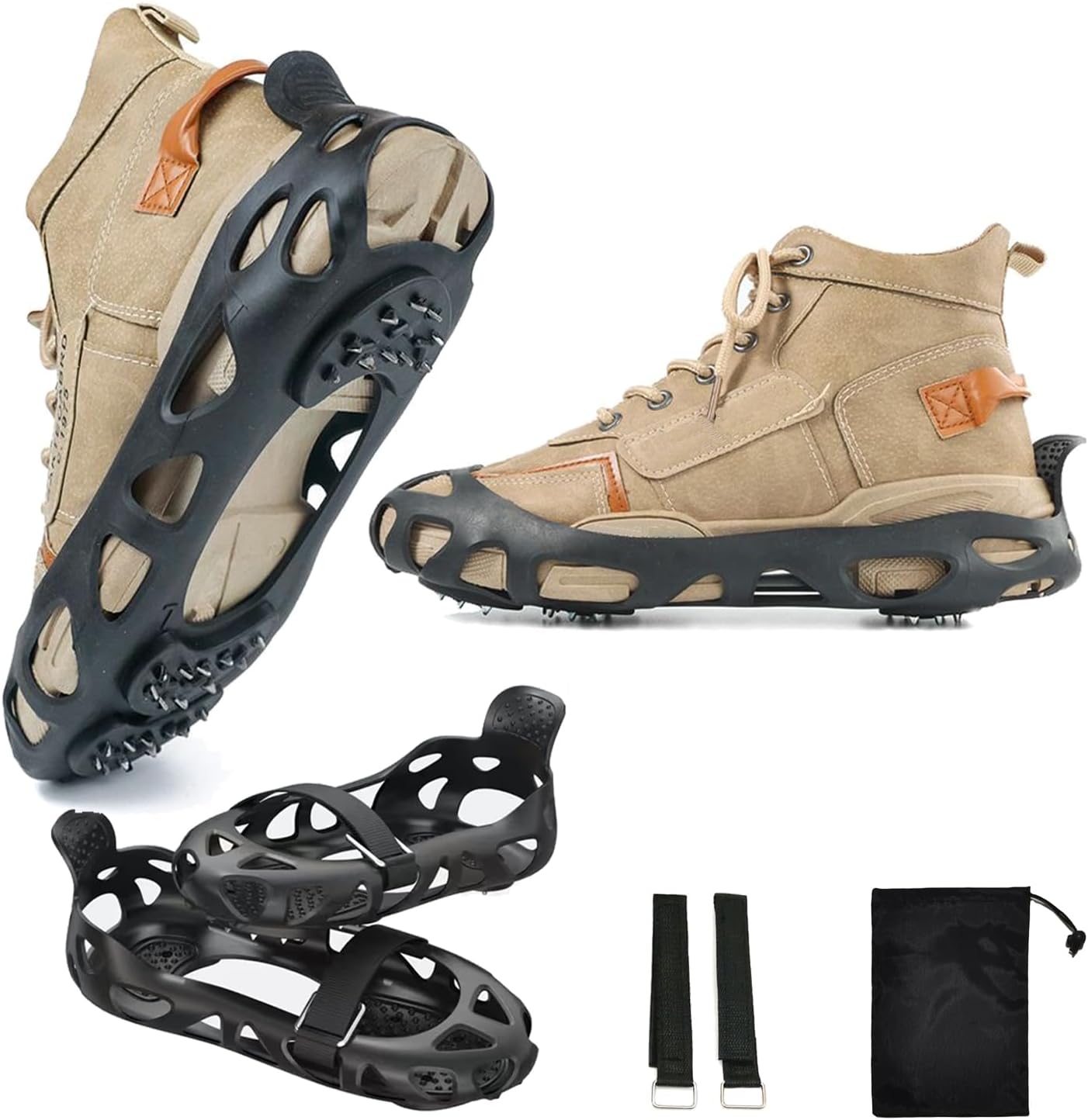 Non-Slip Spikes with 30 Teeth Strong Grip Size 36-41 Black 1 Pair V1258-DP02-BOL-656