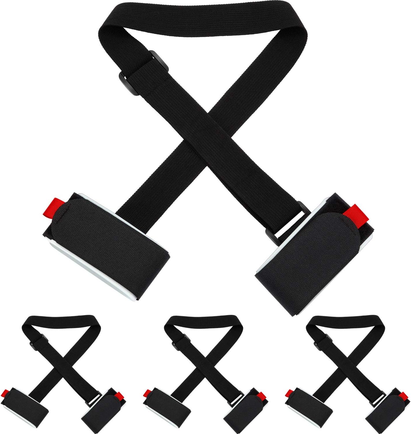 Adjustable Ski Carrier Bag for Skis and Poles - Black (4 Pack) V1258-DP02-BOL-660