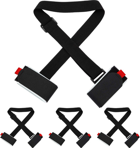Adjustable Ski Carrier Bag for Skis and Poles - Black (4 Pack) V1258-DP02-BOL-660