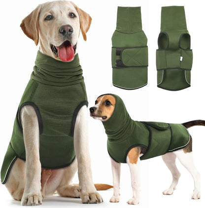 Small Military Green Dog Winter Coat - Soft Warm Adjustable Bodywarmer for Dogs V1258-DP02-BOL-661