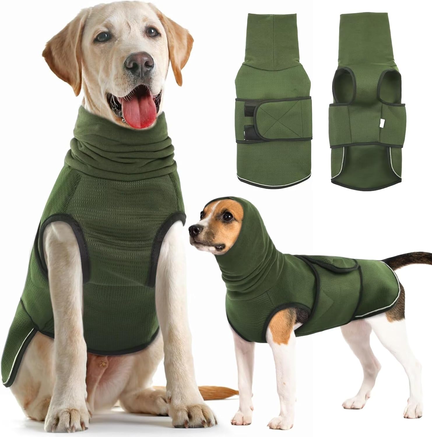 Winter Dog Coat - Soft Adjustable Bodywarmer - Warm - Size M - Military Green V1258-DP02-BOL-662