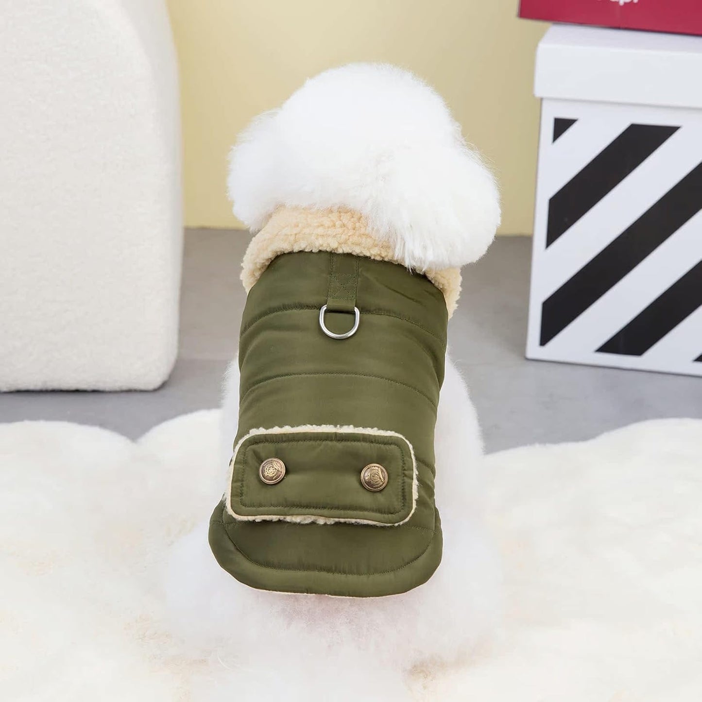 XL Military Green Winter Dog Coat Warm Pet Jacket for Cold Weather V1258-DP02-BOL-667