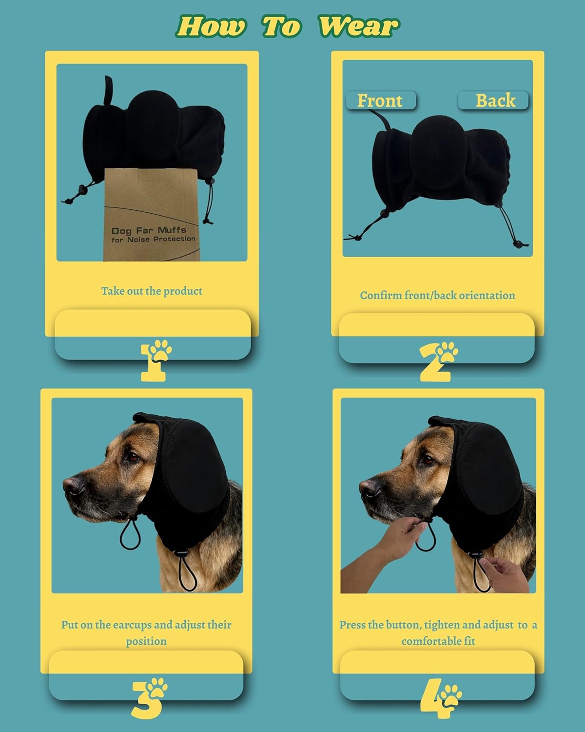 Dog Ear Muffs Soundproof Noise Reduction Ear Protection Warm for Medium Dogs Black 1 Piece V1258-DP02-BOL-671
