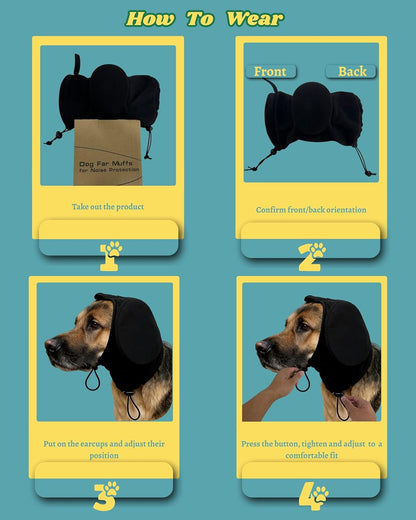 Dog Ear Muffs Soundproof Noise Reduction Ear Protection Warm for Medium Dogs Black 1 Piece V1258-DP02-BOL-671