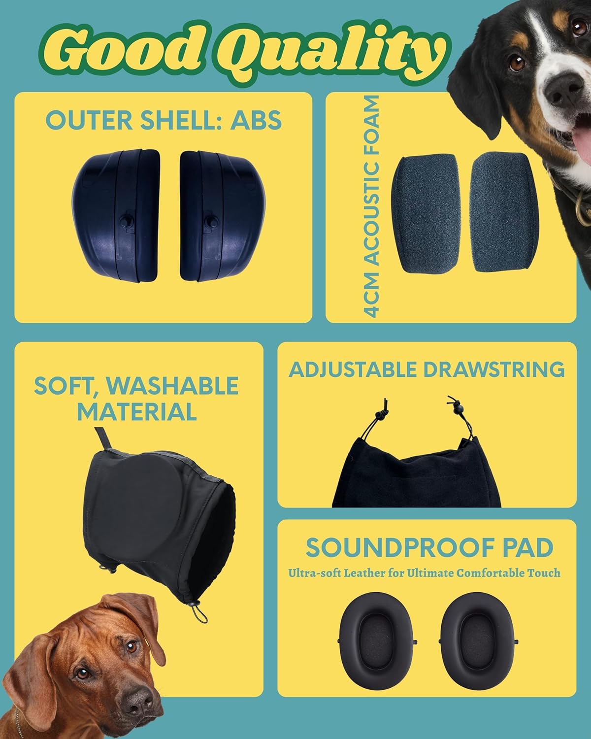 Dog Ear Muffs Noise Reduction Hearing Protection Warm XL Black 1 Piece V1258-DP02-BOL-673