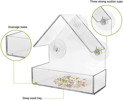 Transparent Bird Feeder Window Mount 15x6x15cm Practical Hanging Bird Food Station for Outdoor Use V1258-DP02-BOL-674