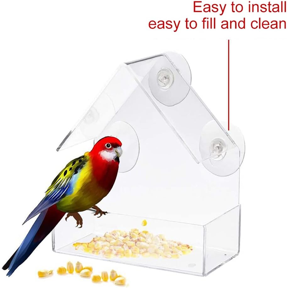 Transparent Bird Feeder Window Mount 15x6x15cm Practical Hanging Bird Food Station for Outdoor Use V1258-DP02-BOL-674