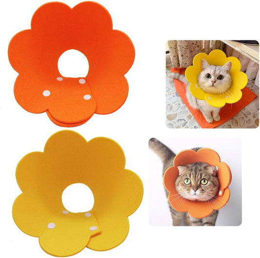 Adjustable Soft Comfortable Cat Collars - Pack of 2, Yellow and Orange, Medium Size - Pet Neck Protection V1258-DP02-BOL-676