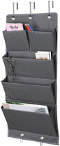 Over Door Organizer 5 Pocket Hanging Storage Bag Grey Wall Mounted Space Saving Organiser V1258-DP02-BOL-680
