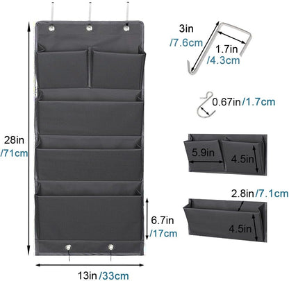Over Door Organizer 5 Pocket Hanging Storage Bag Grey Wall Mounted Space Saving Organiser V1258-DP02-BOL-680