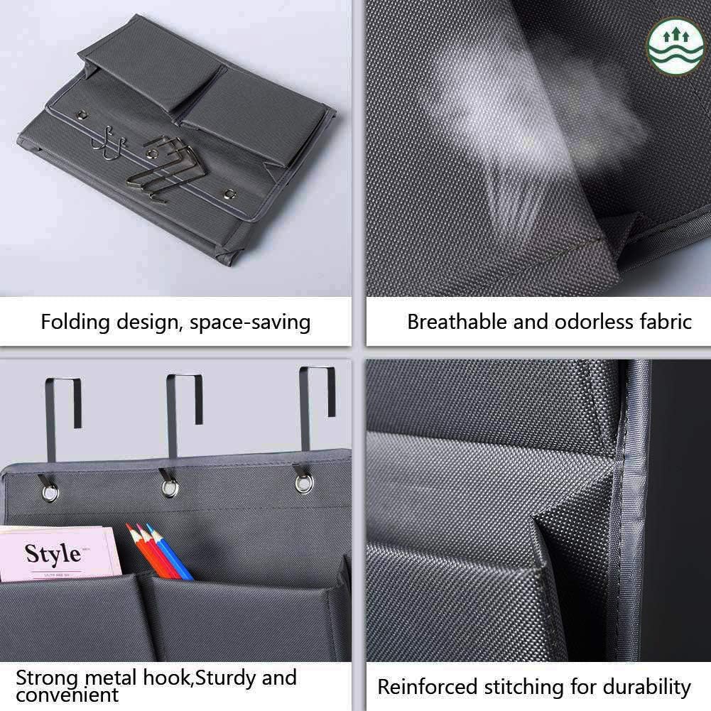 Over Door Organizer 5 Pocket Hanging Storage Bag Grey Wall Mounted Space Saving Organiser V1258-DP02-BOL-680