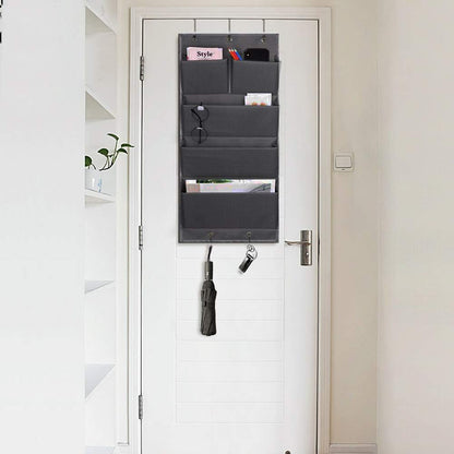 Over Door Organizer 5 Pocket Hanging Storage Bag Grey Wall Mounted Space Saving Organiser V1258-DP02-BOL-680