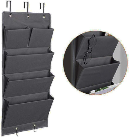 Over Door Organizer 5 Pocket Hanging Storage Bag Grey Wall Mounted Space Saving Organiser V1258-DP02-BOL-680