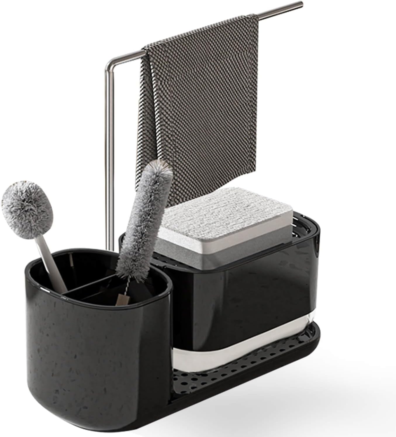Kitchen Storage Rack with Sink Organizer and Dishcloth Holder - Black V1258-DP02-BOL-685