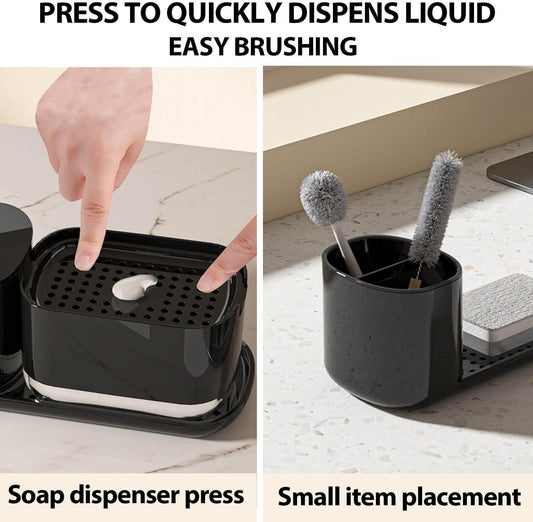 Kitchen Storage Rack with Sink Organizer and Dishcloth Holder - Black V1258-DP02-BOL-685