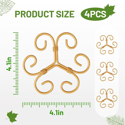 10.5cm x 10.5cm Gold Plant Stem Supports 4 Pack - Indoor Plant Stakes for Tall Plants, Monstera - Plant V1258-DP02-BOL-687