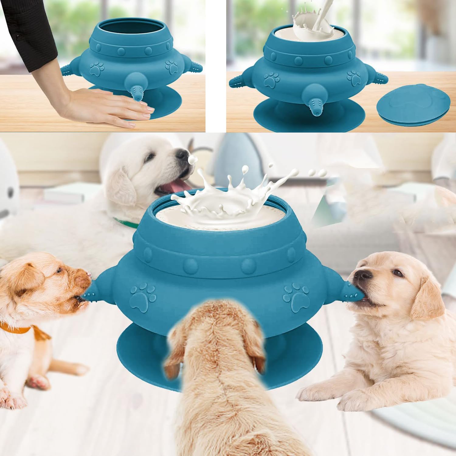 4 Teat Puppy Kitten Feeder Blue for Newborn Pets V1258-DP02-BOL-688