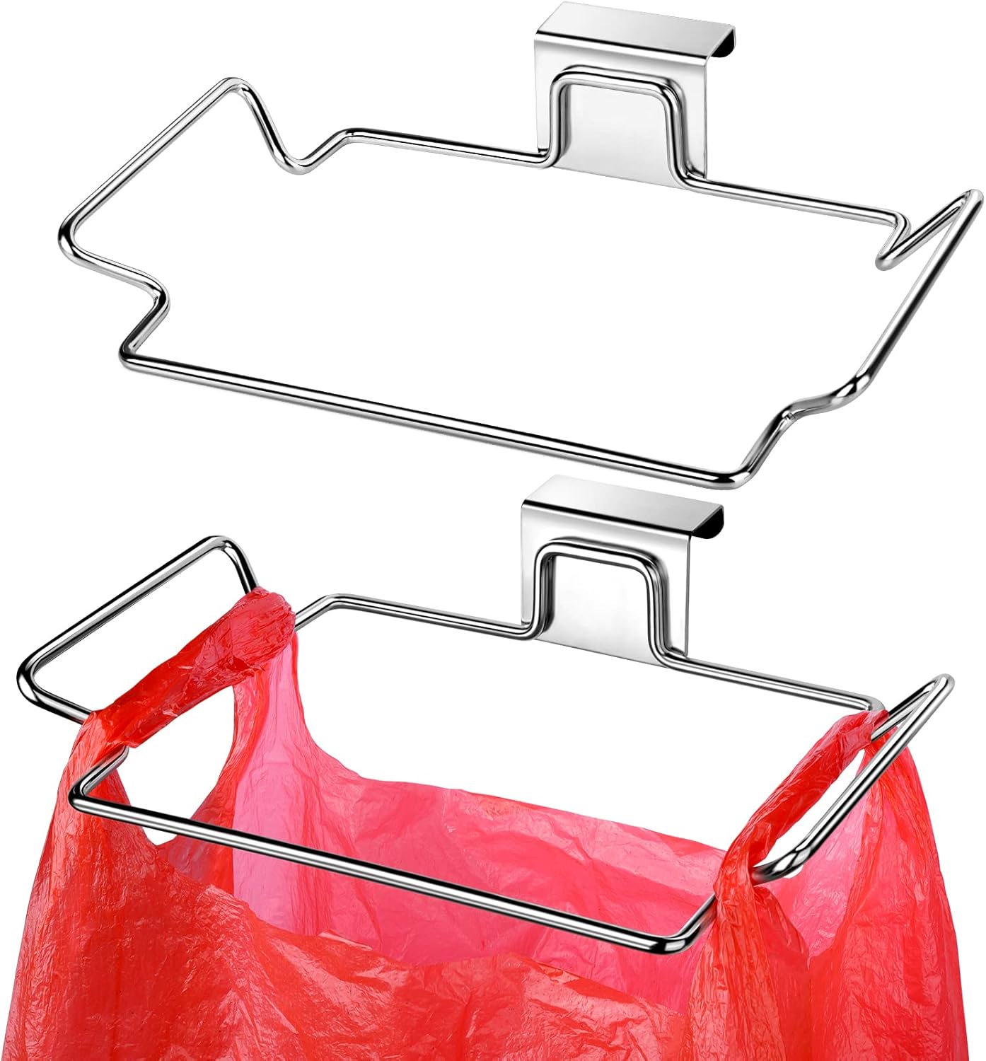 Hanging Trash Bag Holder - Multi-functional Bin Organizer - 23.5x14.5x2.5cm - Silver - 2 Pack V1258-DP02-BOL-689