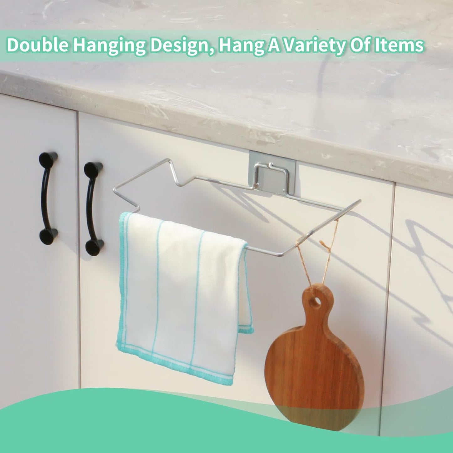 Hanging Trash Bag Holder - Multi-functional Bin Organizer - 23.5x14.5x2.5cm - Silver - 2 Pack V1258-DP02-BOL-689