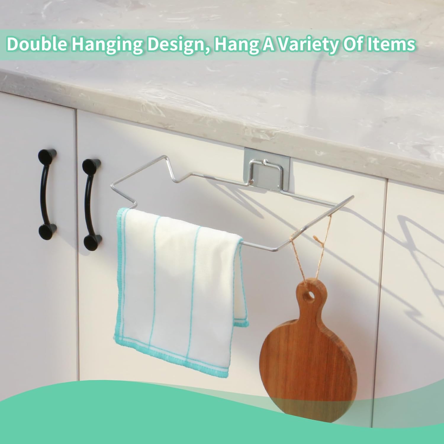 Hanging Trash Bag Holder - Multi-functional Bin Organizer - 23.5x14.5x2.5cm - Silver - 2 Pack V1258-DP02-BOL-689