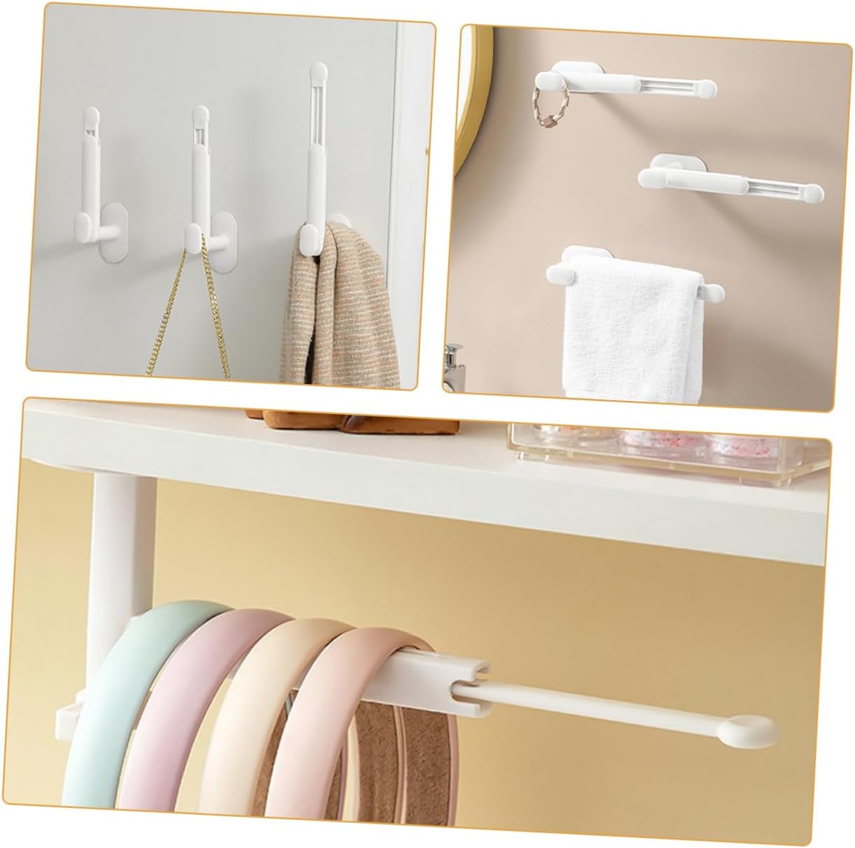 2 Pack Adjustable Hair Accessory Organizer with Hair Tie Holder White V1258-DP02-BOL-69