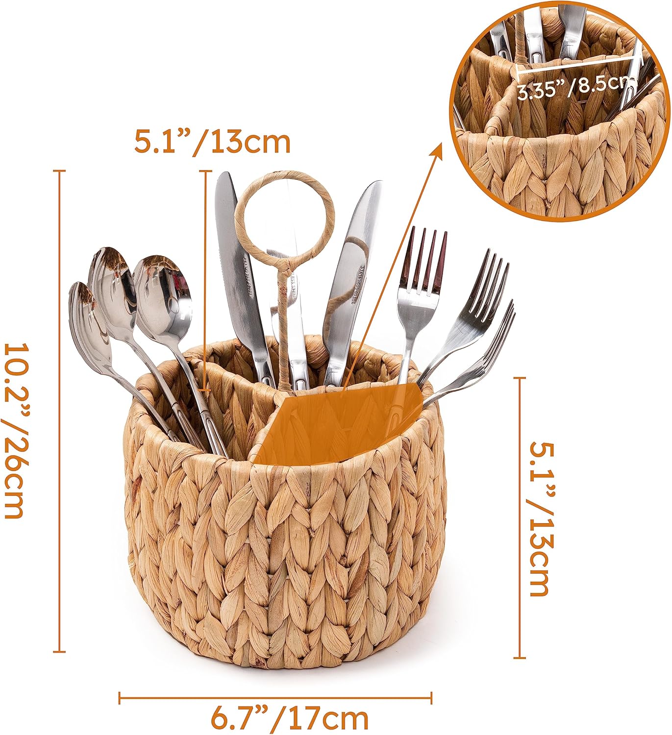 Rotan Standing Cutlery Organizer Kitchen Utensil Holder 17x17x13cm V1258-DP02-BOL-690