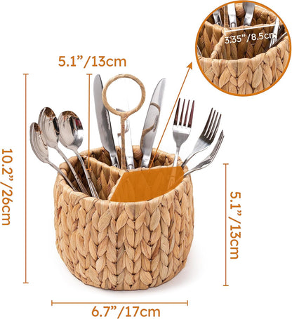 Rotan Standing Cutlery Organizer Kitchen Utensil Holder 17x17x13cm V1258-DP02-BOL-690