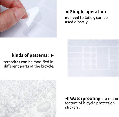 Bike Frame Protection Kit 3 Pieces Clear Anti-Scratch Invisible Protection Film White V1258-DP02-BOL-695