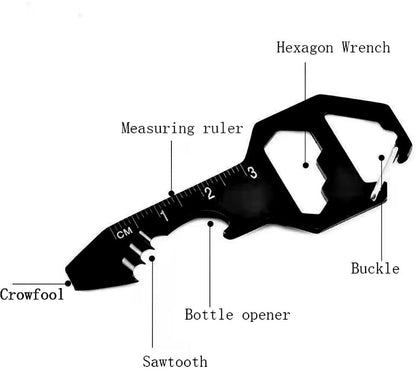 Multifunctional Can Opener Multitool - 1 Piece - Black - Includes Can Opener Hex Key Screwdriver & Ruler - V1258-DP02-BOL-7