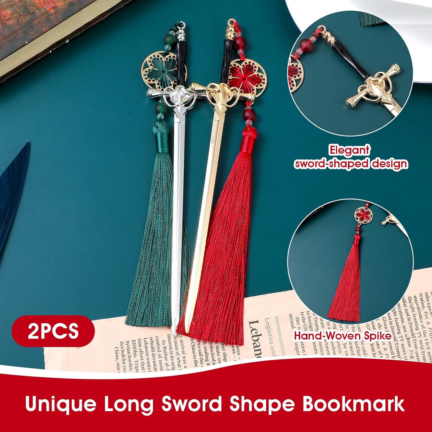 Red and Green Bookmarks 2 Pack Perfect Gift for Book Lovers V1258-DP02-BOL-703