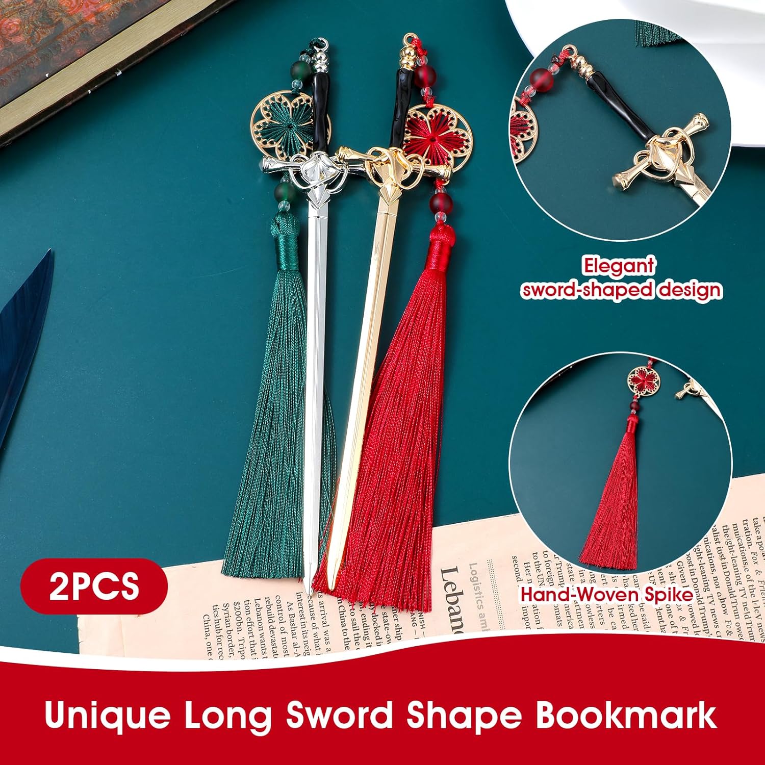 Red and Green Bookmarks 2 Pack Perfect Gift for Book Lovers V1258-DP02-BOL-703