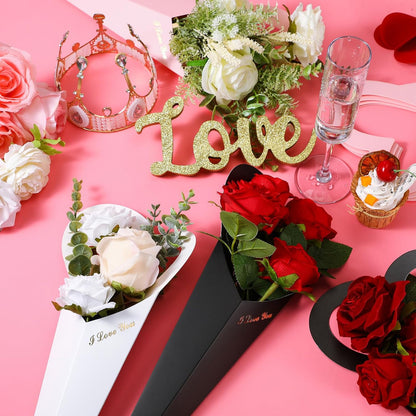Flower Wrapping Paper 46.5x18cm White Pink Black 30 Sheets Gift Bouquet Packaging V1258-DP02-BOL-704