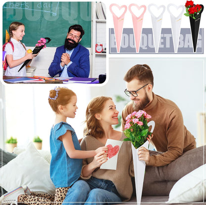 Flower Wrapping Paper 46.5x18cm White Pink Black 30 Sheets Gift Bouquet Packaging V1258-DP02-BOL-704