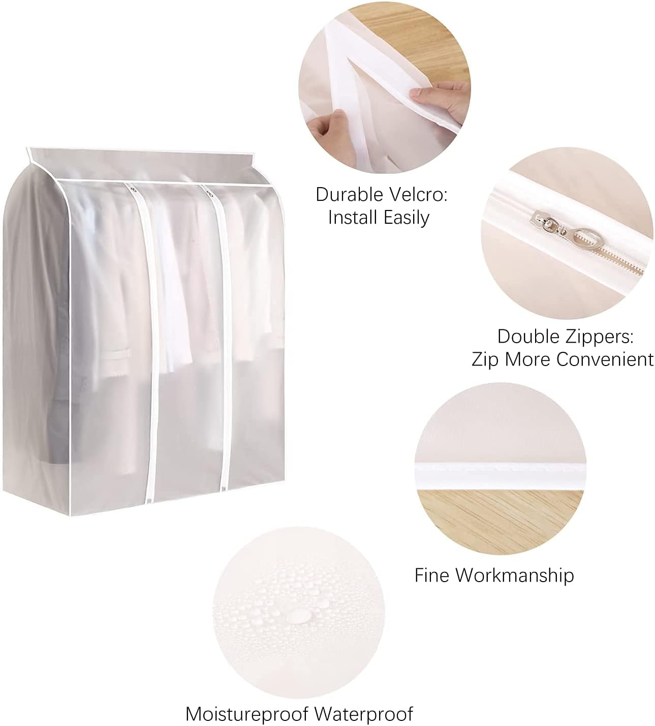 Waterproof Dustproof Clothes Storage Box Transparent White Large Capacity 39.3 x 19.7 x 47.2 Inch Clothing V1258-DP02-BOL-708