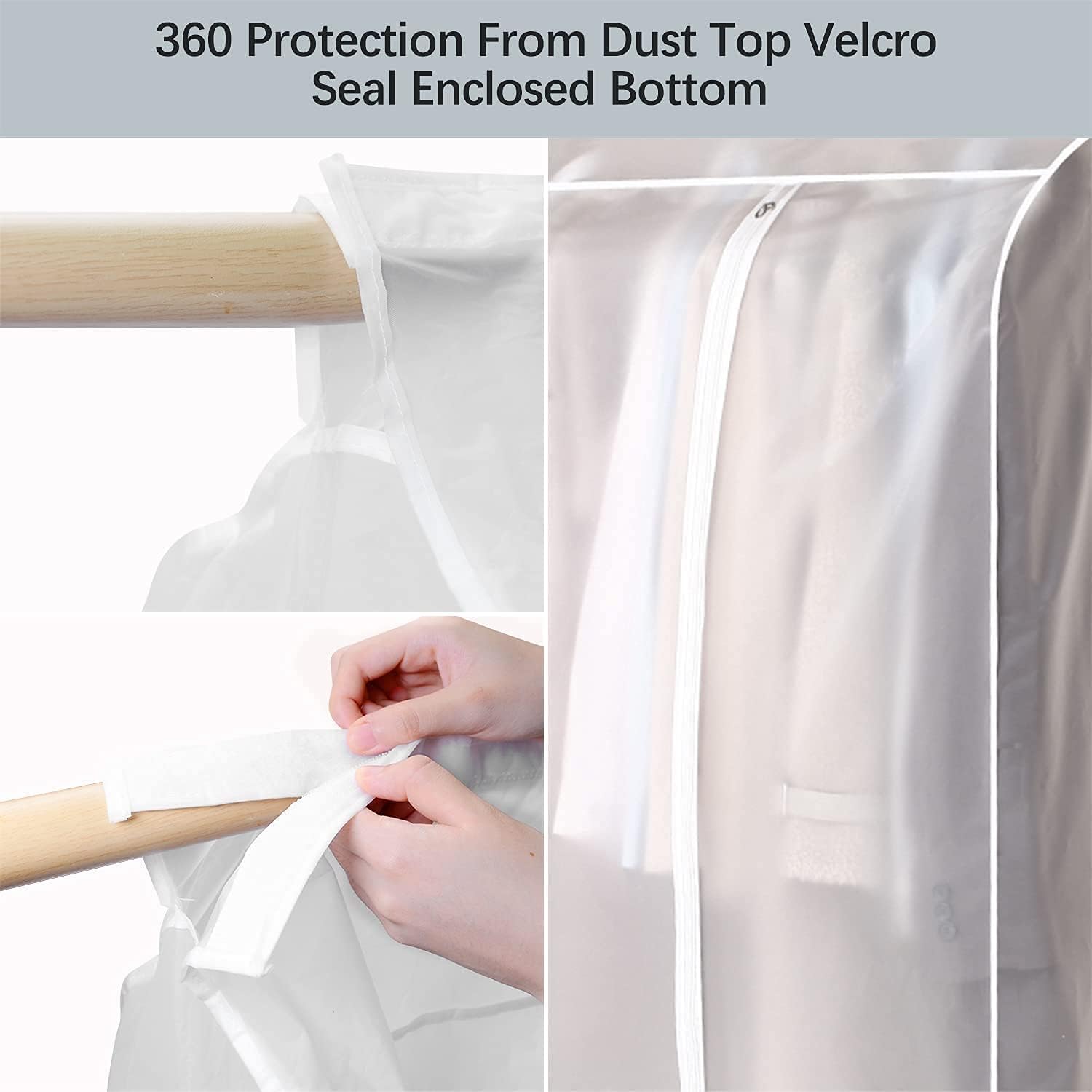 Waterproof Dustproof Clothes Storage Box Transparent White Large Capacity 39.3 x 19.7 x 47.2 Inch Clothing V1258-DP02-BOL-708