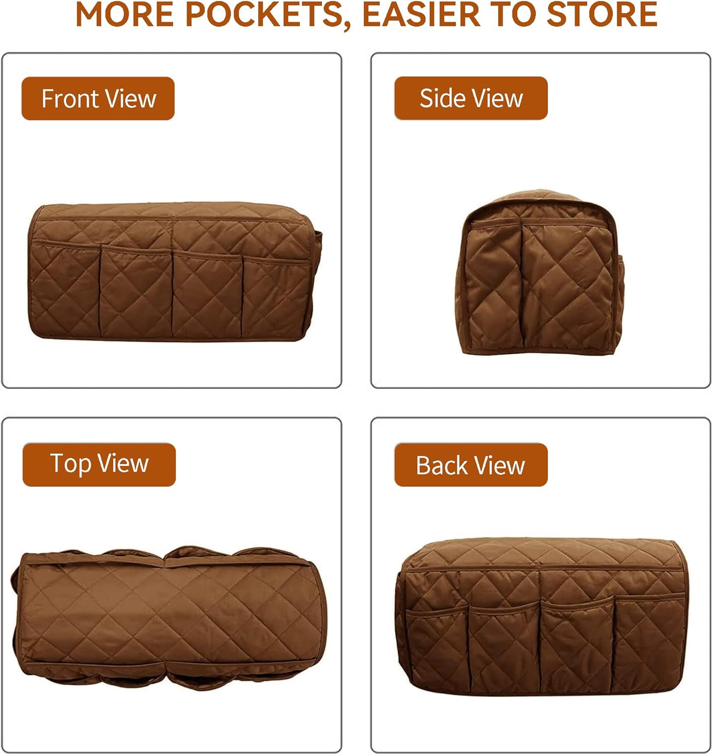 Armrest Organizer Car Storage Caddy with Phone Book Magazine Pen Holder 18.7x8.7x6inch Brown V1258-DP02-BOL-710