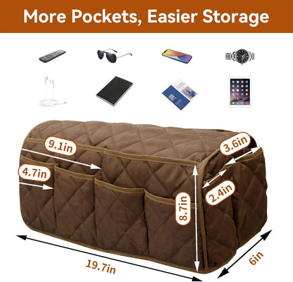 Armrest Organizer Car Storage Caddy with Phone Book Magazine Pen Holder 18.7x8.7x6inch Brown V1258-DP02-BOL-710