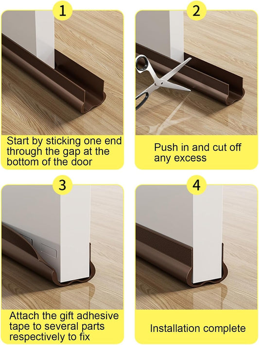 Adjustable Draft Stopper Door Strip Cushion Double Sided Draft Guard Durable Insulation 93cm Brown V1258-DP02-BOL-712