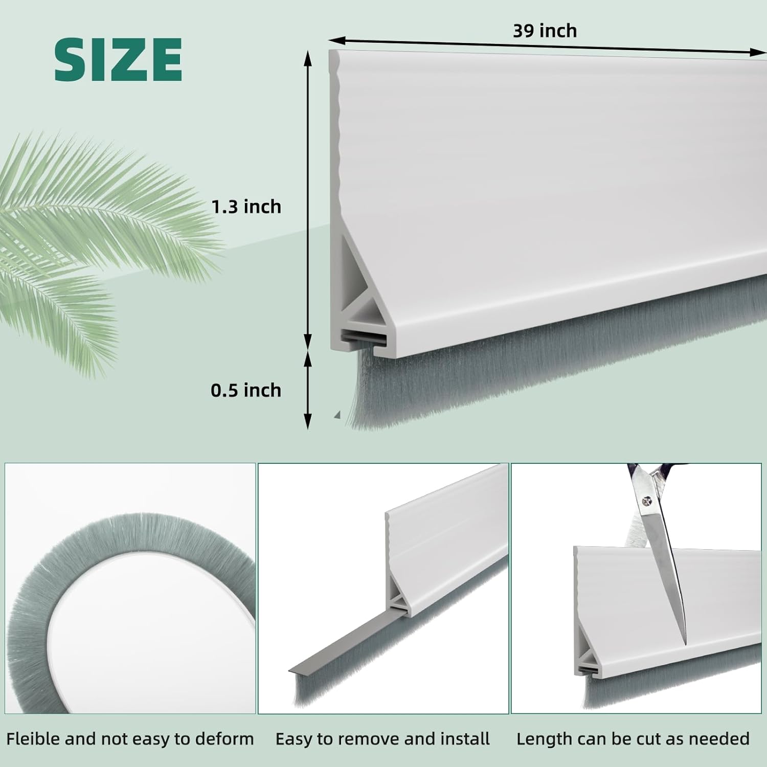 Adjustable Door Draft Stopper Self-Adhesive Weatherstrip Windproof 39 Inch White 1 Piece V1258-DP02-BOL-714