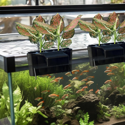 Hydroponic Aquarium Plant Holder 2 Pack Black 9x9x6cm for Aquascape Plant Cultivation V1258-DP02-BOL-716