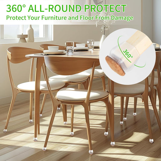Furniture Leg Caps 30-45mm Transparent Non-Slip Felt Pads Floor Protectors Chair Table Feet Covers Set of 16 V1258-DP02-BOL-718