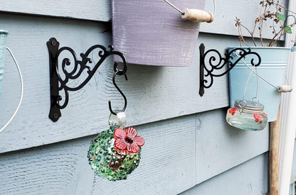 Hanging Basket Wall Planter Indoor Outdoor 5.5x6 Inch Black 2 Pack V1258-DP02-BOL-719
