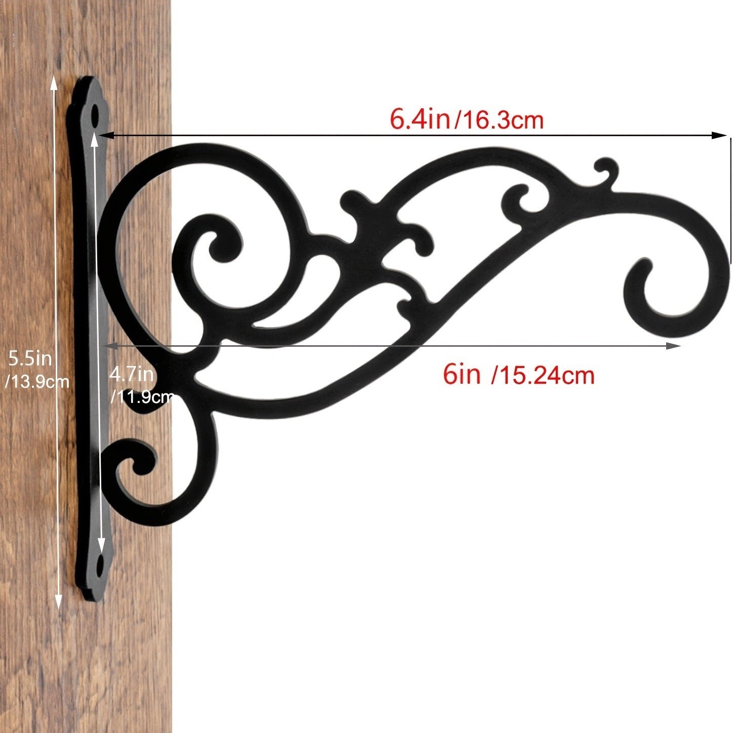 Hanging Basket Wall Planter Indoor Outdoor 5.5x6 Inch Black 2 Pack V1258-DP02-BOL-719
