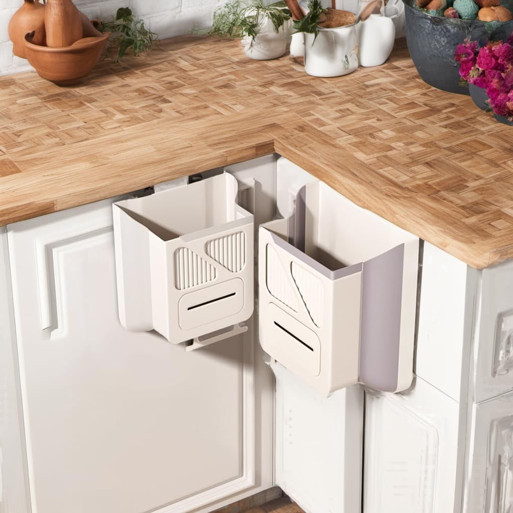 Wall-Mounted Foldable Kitchen Cabinet Door Bin 22x20x12cm 3-in-1 Space-Saving Grey V1258-DP02-BOL-72