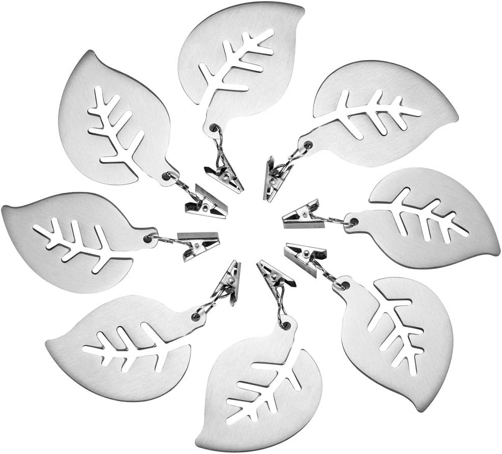 Stainless Steel Tafelkleedgewichten Leaf Shaped Multifunctional 5x7cm Silver 8 Piece Set V1258-DP02-BOL-720