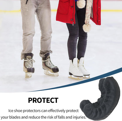 Junior Ice Hockey Figure Skating Hard Blade Guards Universal Black Pair V1258-DP02-BOL-723