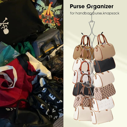 12 Hook 360 degrees Rotating Multifunctional Hanger for Scarves Bags Hats - Silver Closet Organizer V1258-DP02-BOL-724