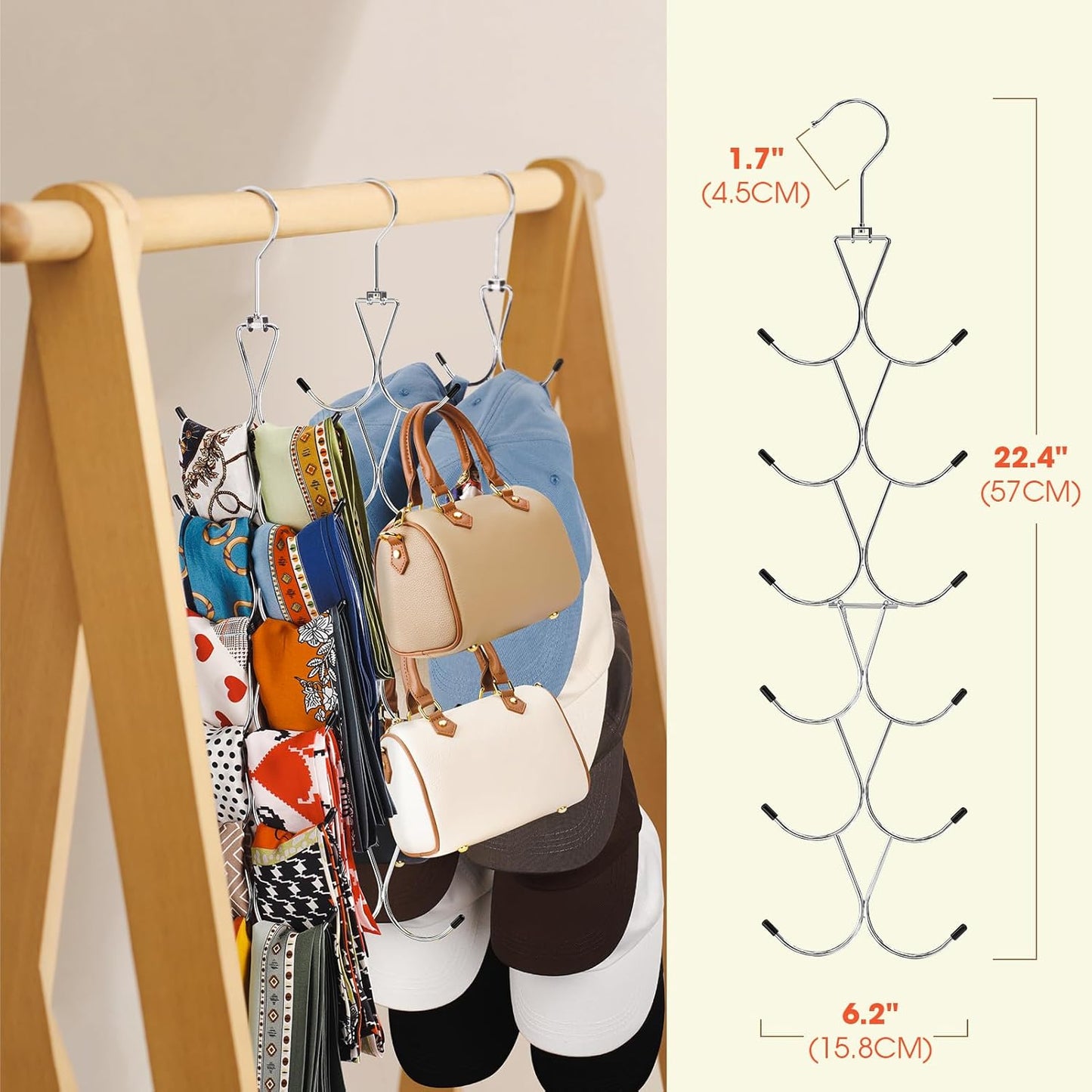 12 Hook 360 degrees Rotating Multifunctional Hanger for Scarves Bags Hats - Silver Closet Organizer V1258-DP02-BOL-724